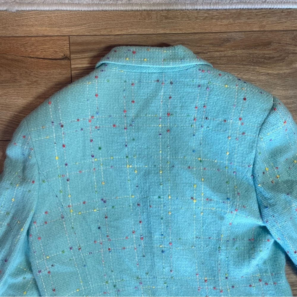 vintage Lilly Pulitzer blazer light-blue turquoise wool jacket, fleck pattern - Picture 13 of 13